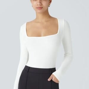 HALARA White Long Sleeve Bodysuit